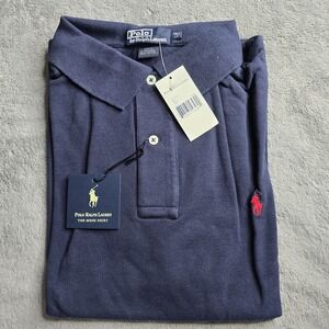 NWT Polo Ralph Lauren Mesh Polo Shirt Mens Large Tall Navy Blue S/S Red Pony